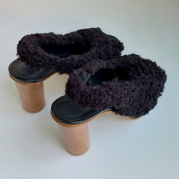 Unbranded sample: shearling & leather slingback heels, EU40, NWOT - Picture 6 of 11